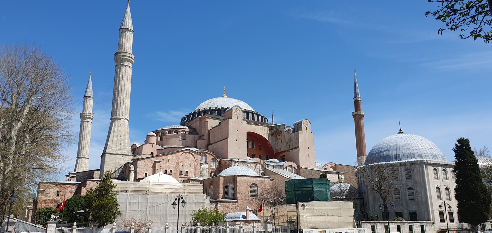 Hagia Sophia’s domes, supporting masses and minarets, photographed in April 2023, before the current major restoration campaign.