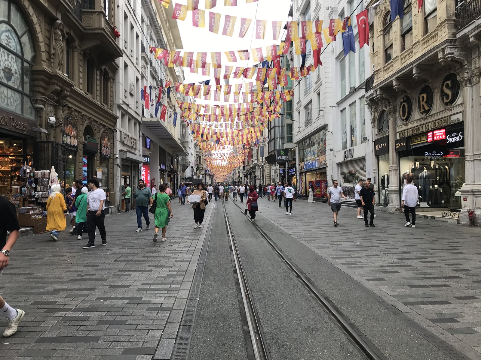 İstiklal Avenue in Beyoğlu, photographed on 14 August 2023.