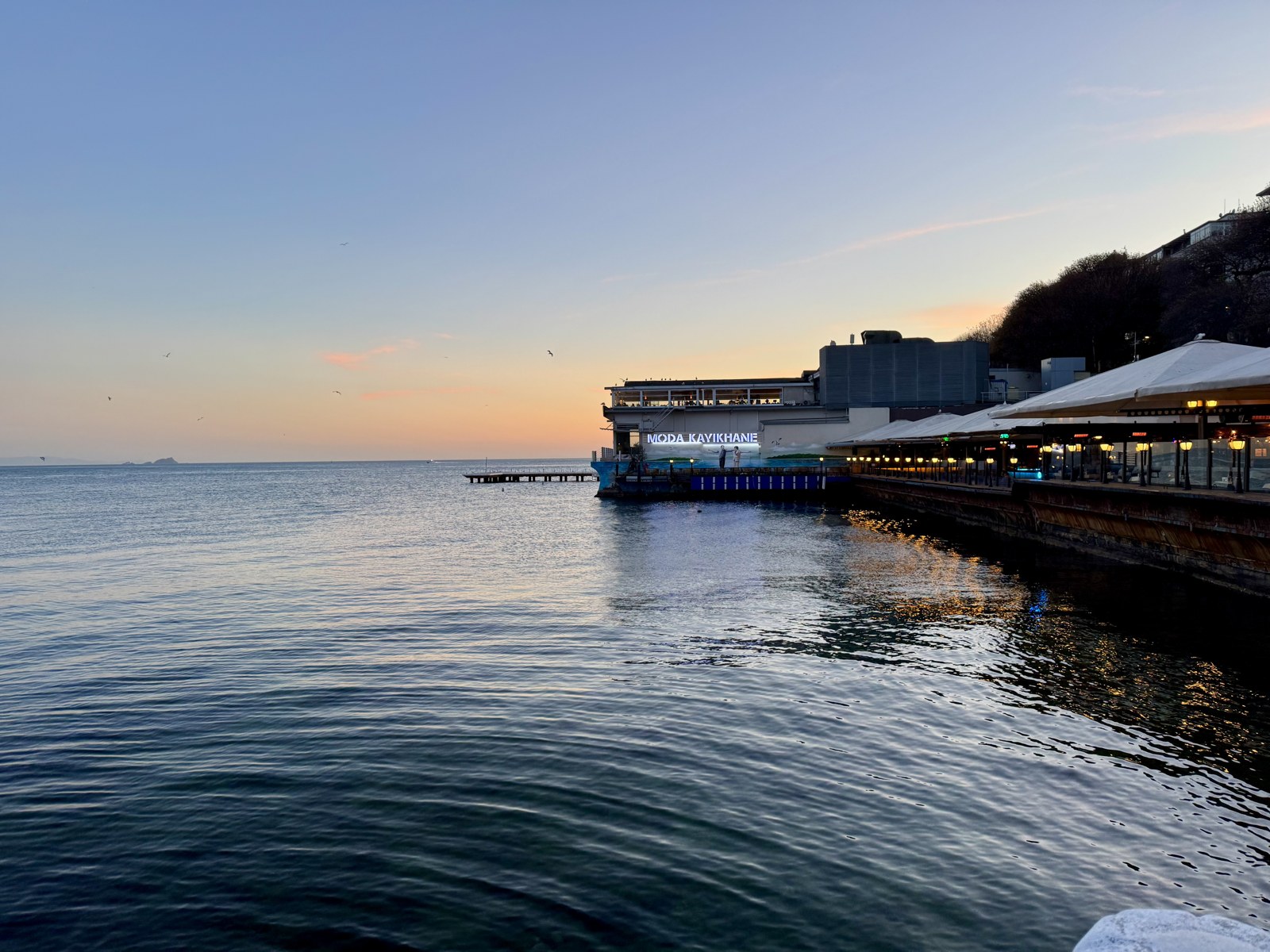 Evening light on Moda’s waterfront, photographed in April 2026.